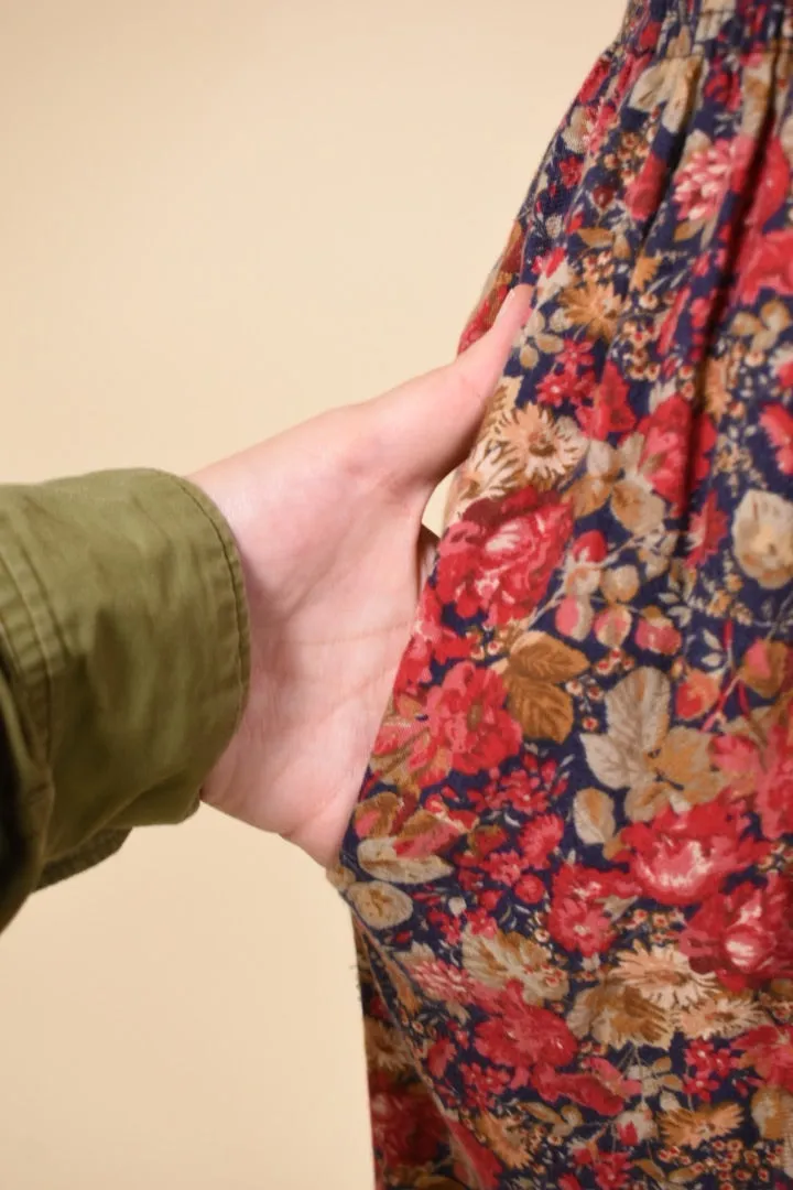 Red Floral Flannel Pants By Laura Ashley, S