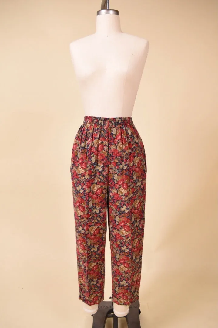 Red Floral Flannel Pants By Laura Ashley, S