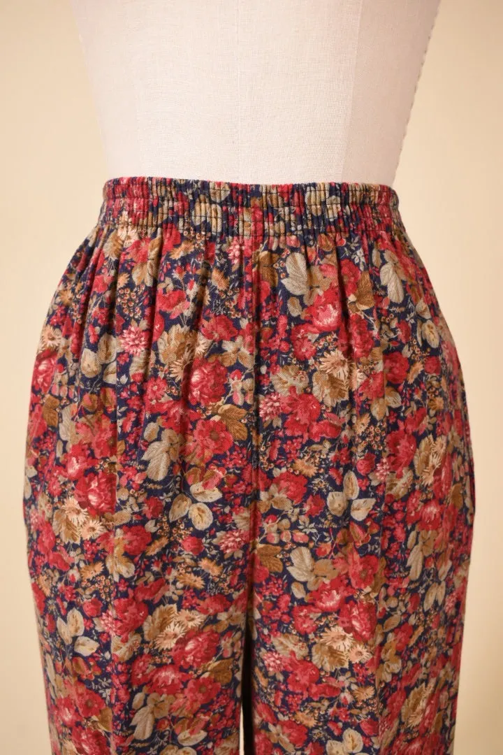 Red Floral Flannel Pants By Laura Ashley, S