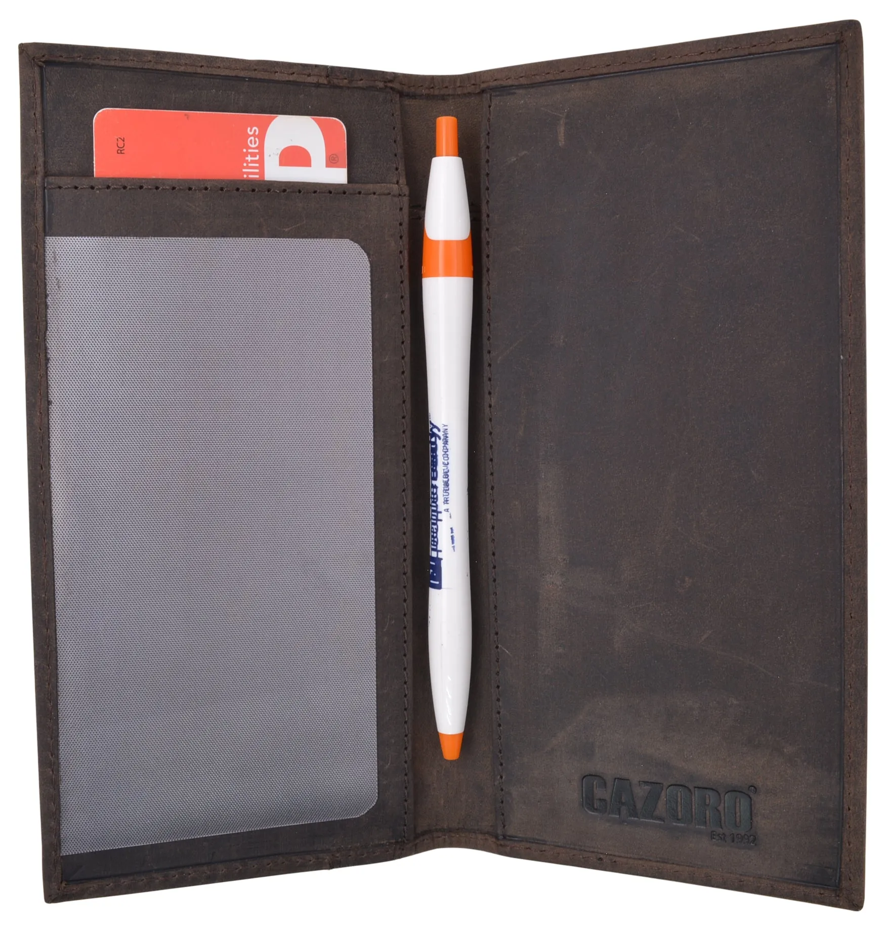RFID Blocking Leather USA Checkbook & Register Cover Holder Case Slim Wallet For Men & Women