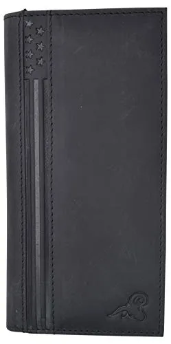 RFID Blocking Leather USA Checkbook & Register Cover Holder Case Slim Wallet For Men & Women