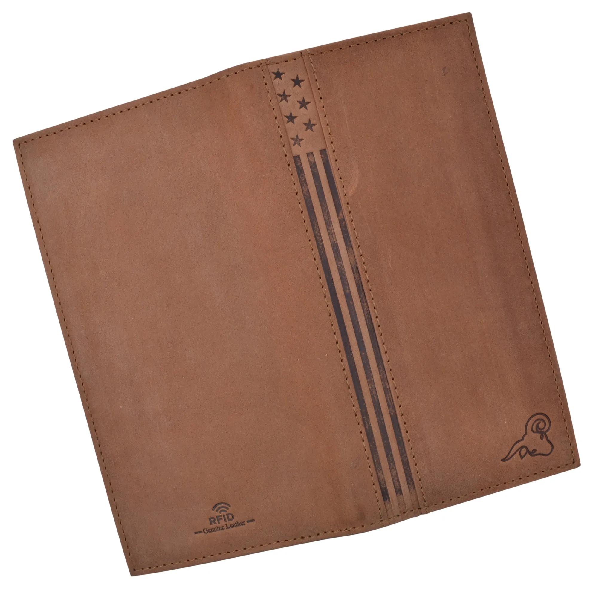 RFID Blocking Leather USA Checkbook & Register Cover Holder Case Slim Wallet For Men & Women