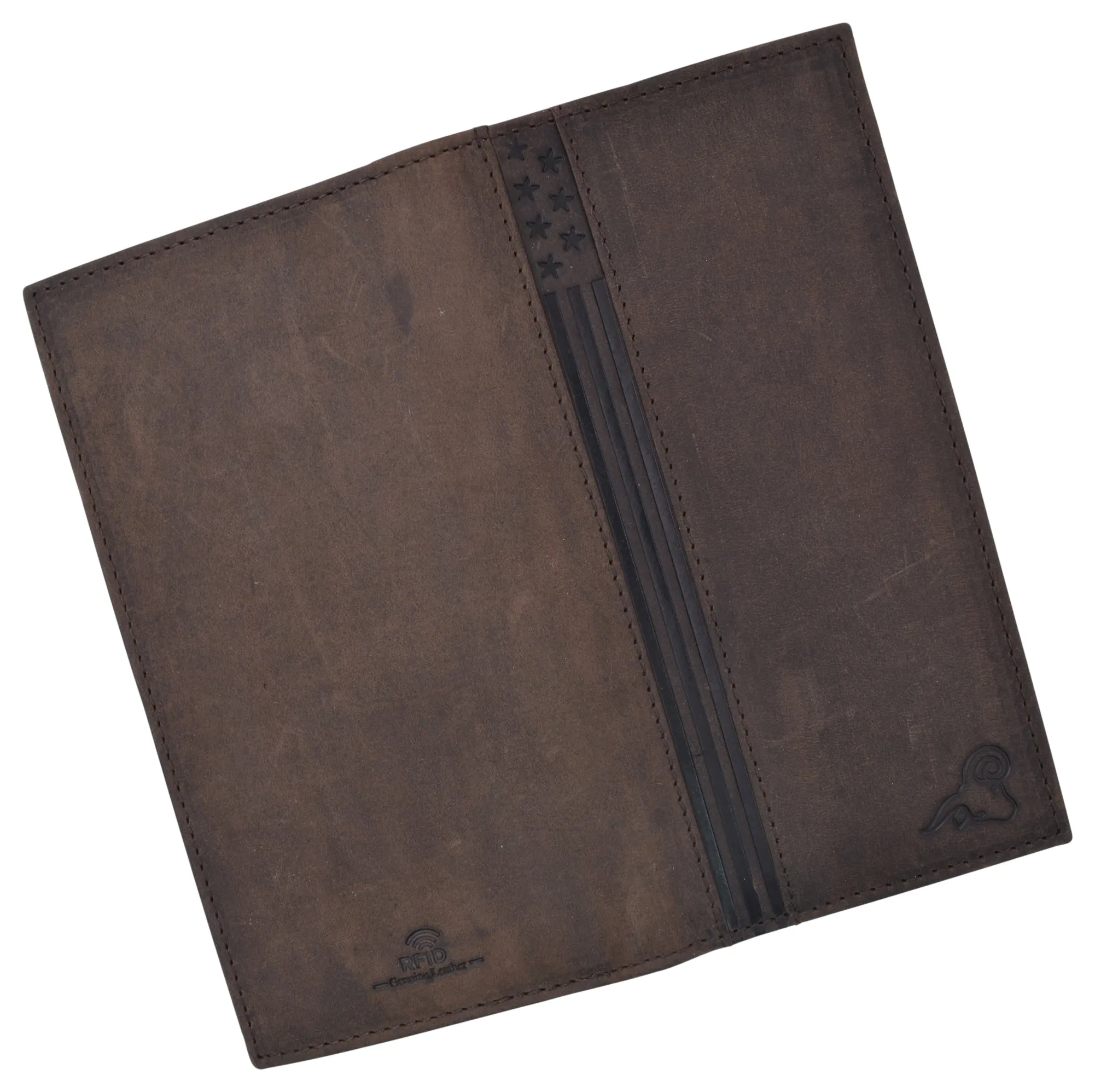 RFID Blocking Leather USA Checkbook & Register Cover Holder Case Slim Wallet For Men & Women
