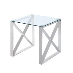 Rush X-Framed Tempered Glass End Table