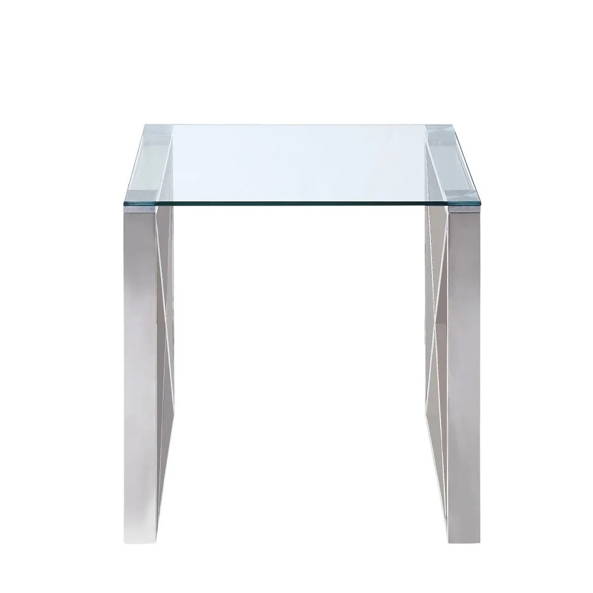 Rush X-Framed Tempered Glass End Table