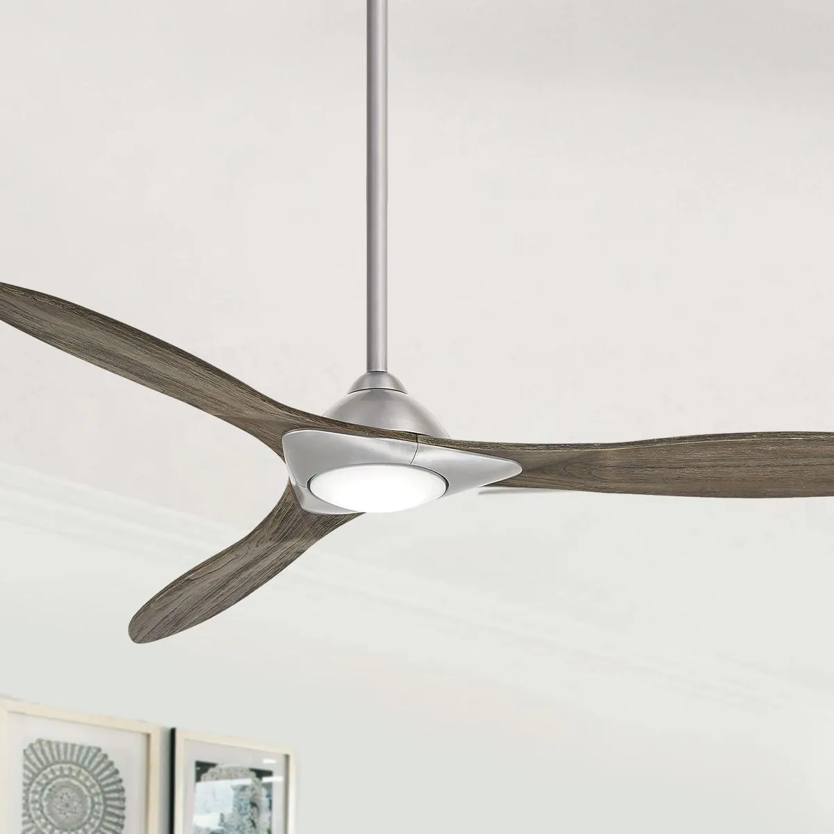 Sleek LED 60" Smart Ceiling Fan with Remote, Brushed Nickel