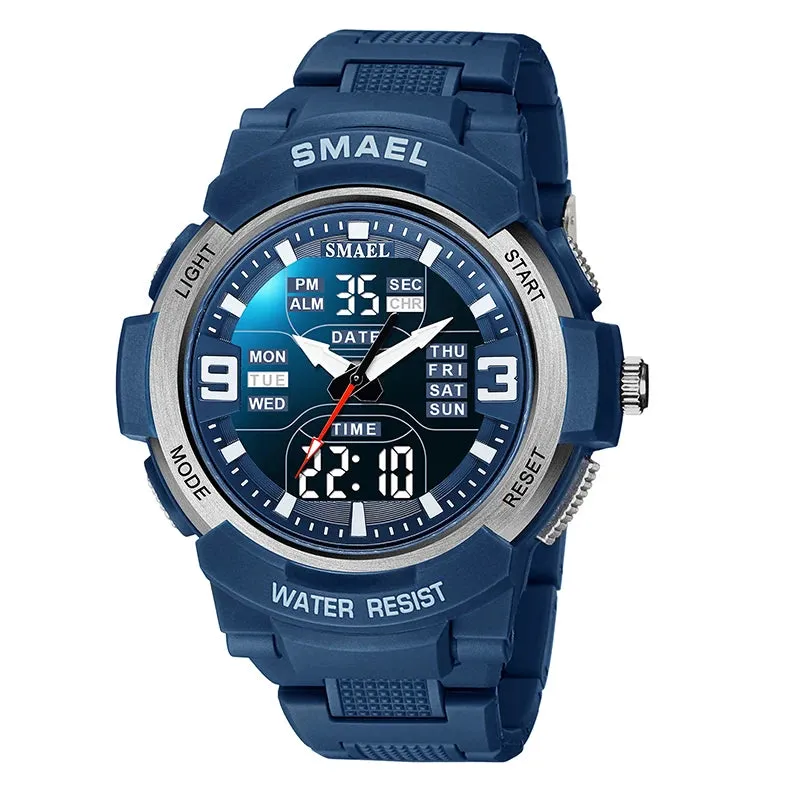 SMAEL Men Military Watch New Fashion Watches Quartz Wristwatch Men 50m Waterproof Sports Watch Digital  1912 Shock  Army WatcH