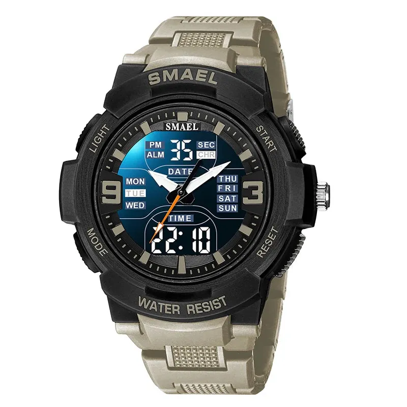 SMAEL Men Military Watch New Fashion Watches Quartz Wristwatch Men 50m Waterproof Sports Watch Digital  1912 Shock  Army WatcH