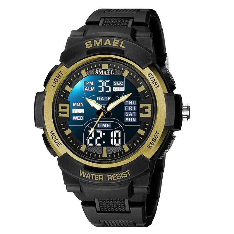 SMAEL Men Military Watch New Fashion Watches Quartz Wristwatch Men 50m Waterproof Sports Watch Digital  1912 Shock  Army WatcH