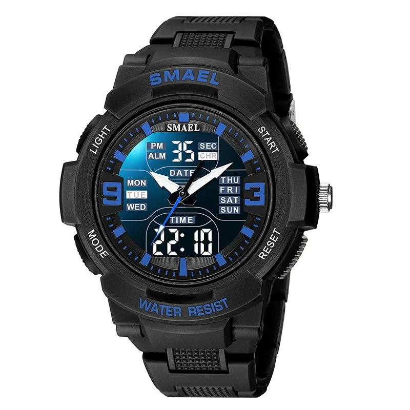 SMAEL Men Military Watch New Fashion Watches Quartz Wristwatch Men 50m Waterproof Sports Watch Digital  1912 Shock  Army WatcH