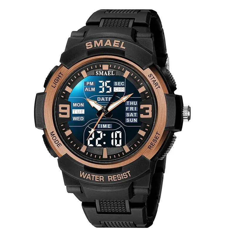 SMAEL Men Military Watch New Fashion Watches Quartz Wristwatch Men 50m Waterproof Sports Watch Digital  1912 Shock  Army WatcH