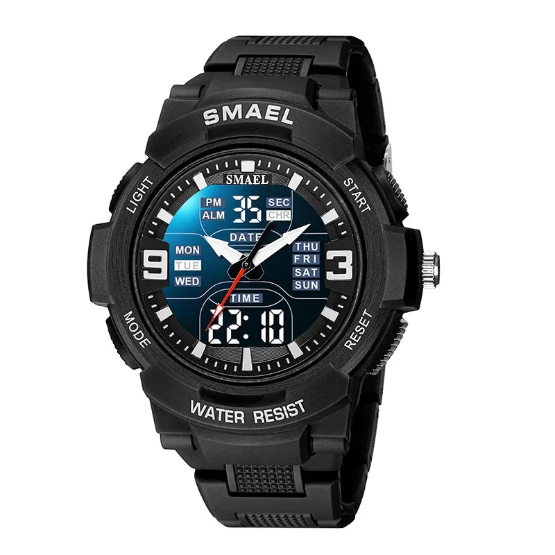 SMAEL Men Military Watch New Fashion Watches Quartz Wristwatch Men 50m Waterproof Sports Watch Digital  1912 Shock  Army WatcH