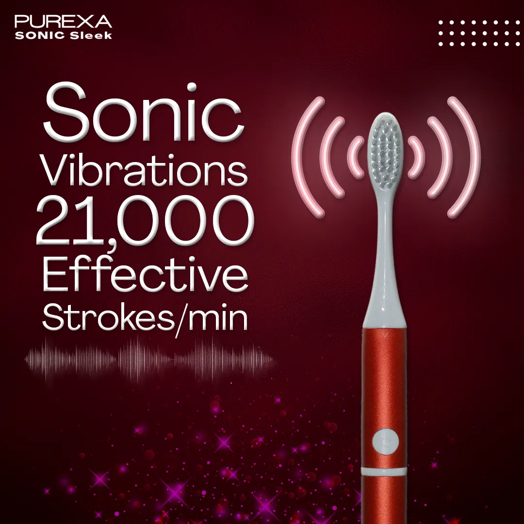 Sonic Sleek Smart Electric Toothbrush With Aluminium Body (Crimson Red)