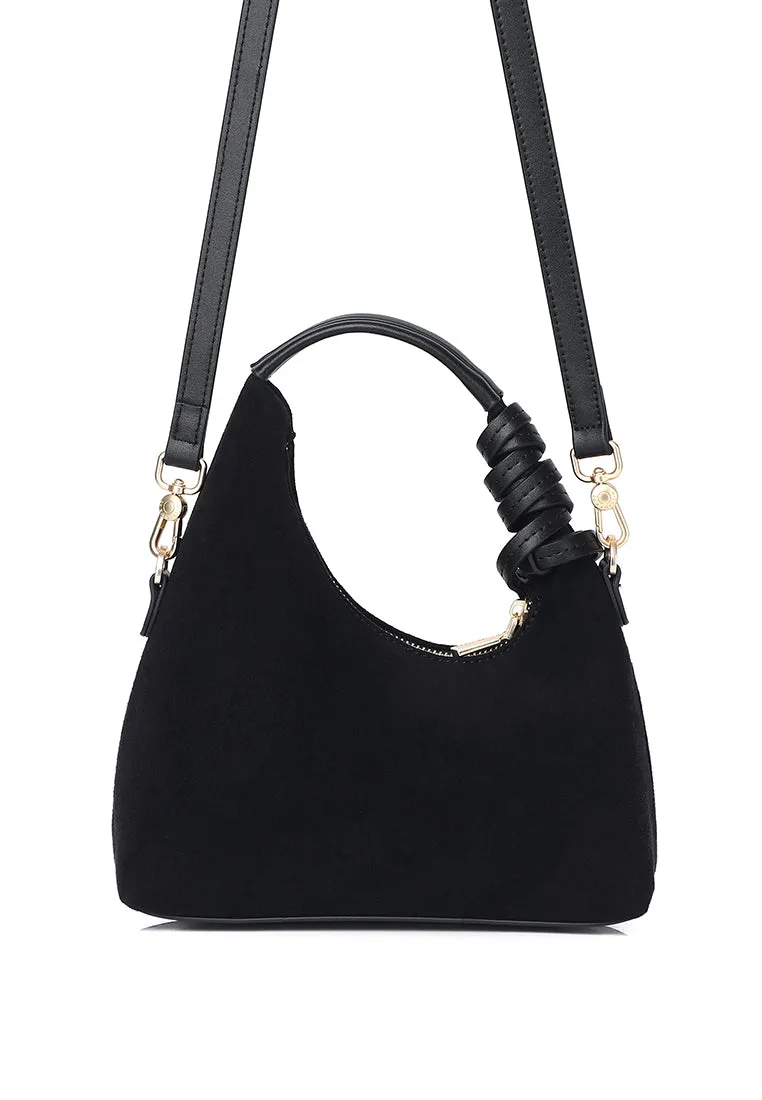 Sunova Faux Suede Mini Top Handle Bag (Black)