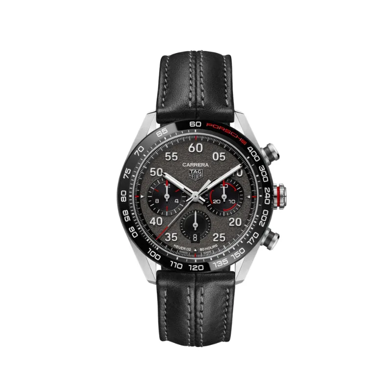 TAG Heuer Carrera Porsche Heuer 02 Automatic Mens Grey Leather Chronograph