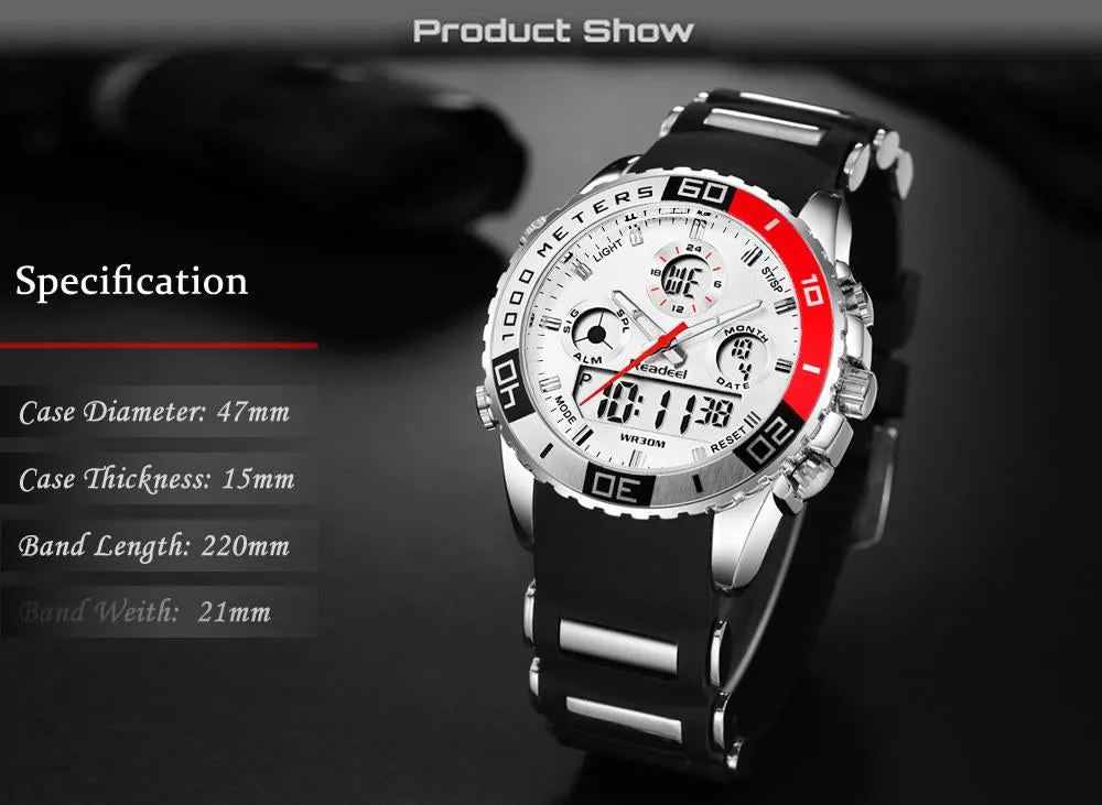 Top Brand Luxury Rubber LED Digital Men's Quartz Watch Sports Army Military Wrist Watch