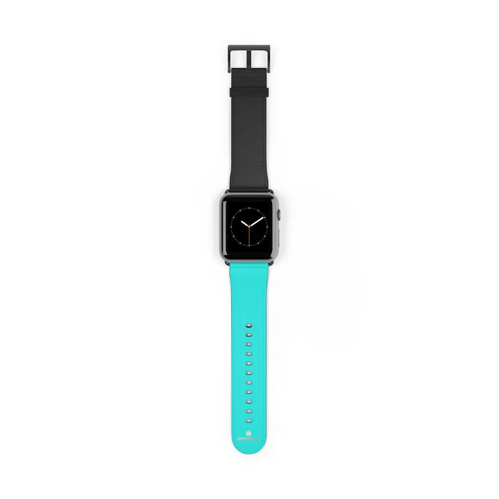 Turquoise Blue Black Watch Band, Dual Color 38mm/42mm Watch Band For Apple Watches- Made in USA