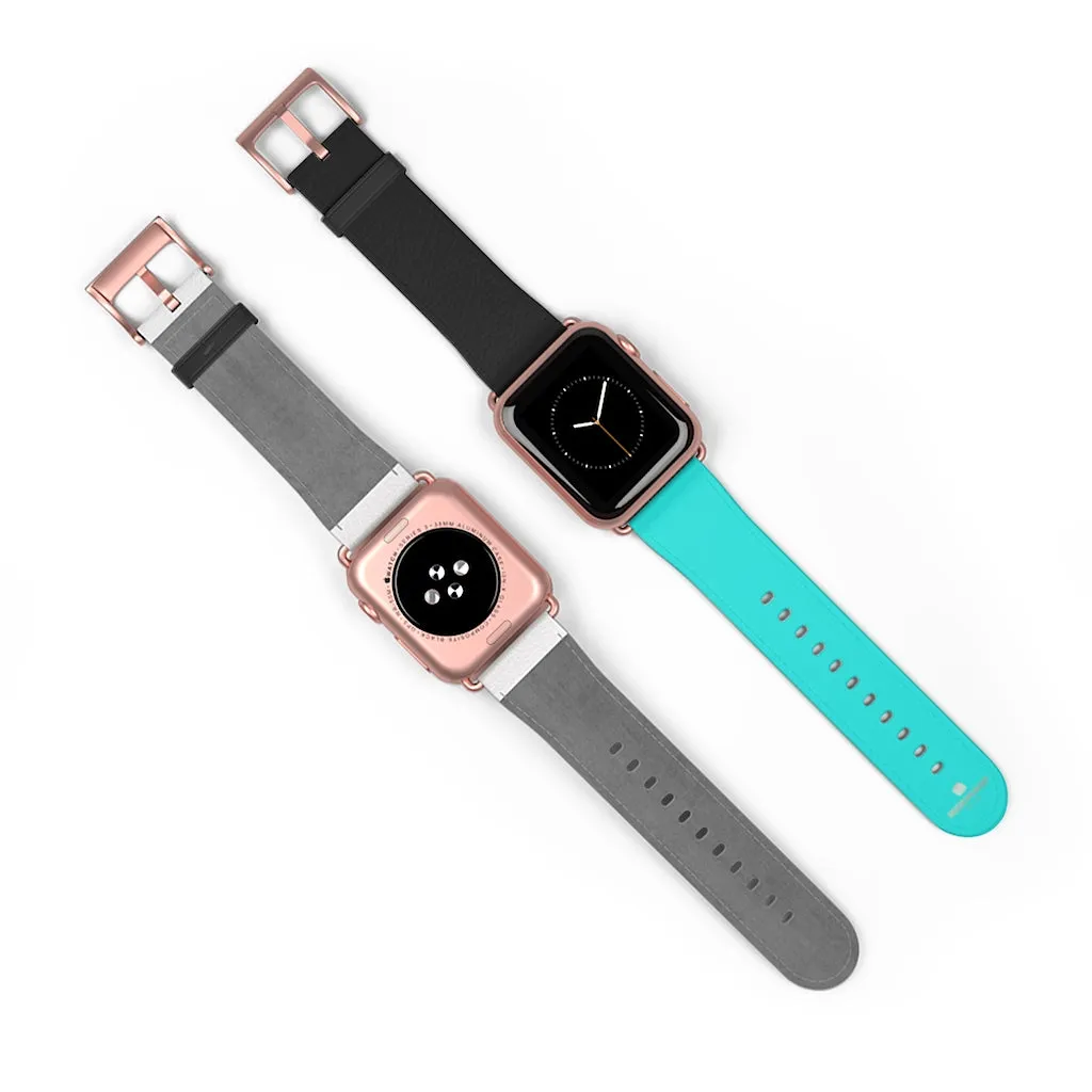 Turquoise Blue Black Watch Band, Dual Color 38mm/42mm Watch Band For Apple Watches- Made in USA