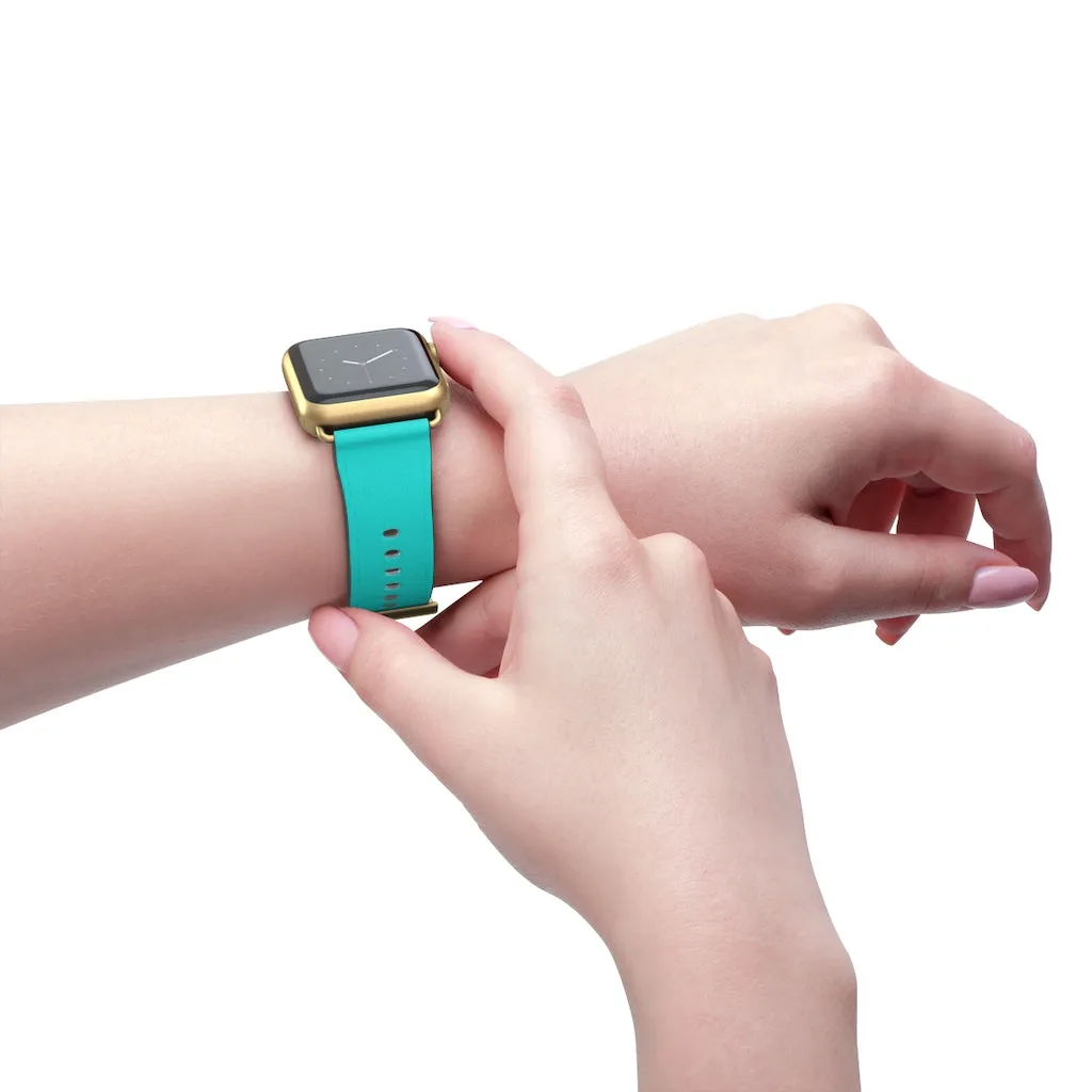 Turquoise Blue Black Watch Band, Dual Color 38mm/42mm Watch Band For Apple Watches- Made in USA