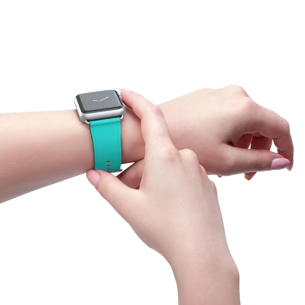 Turquoise Blue Black Watch Band, Dual Color 38mm/42mm Watch Band For Apple Watches- Made in USA