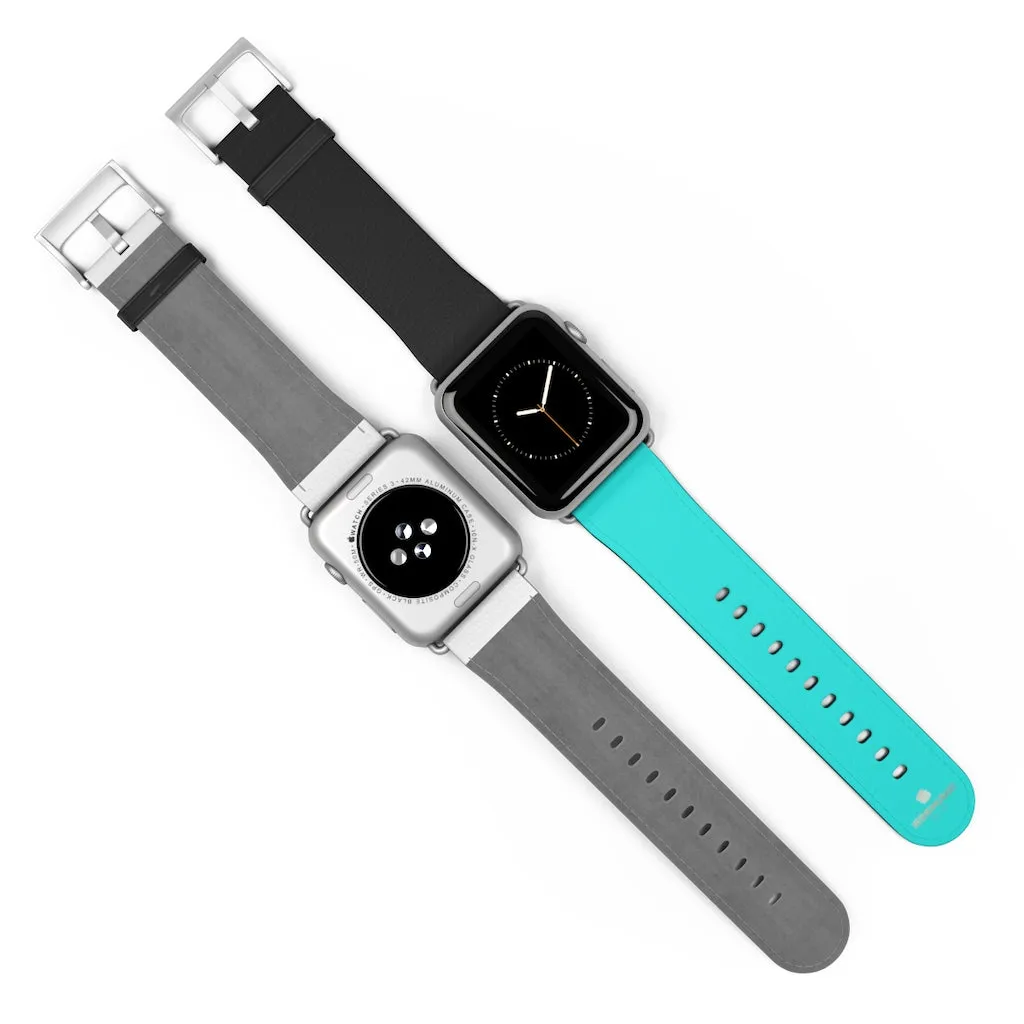Turquoise Blue Black Watch Band, Dual Color 38mm/42mm Watch Band For Apple Watches- Made in USA