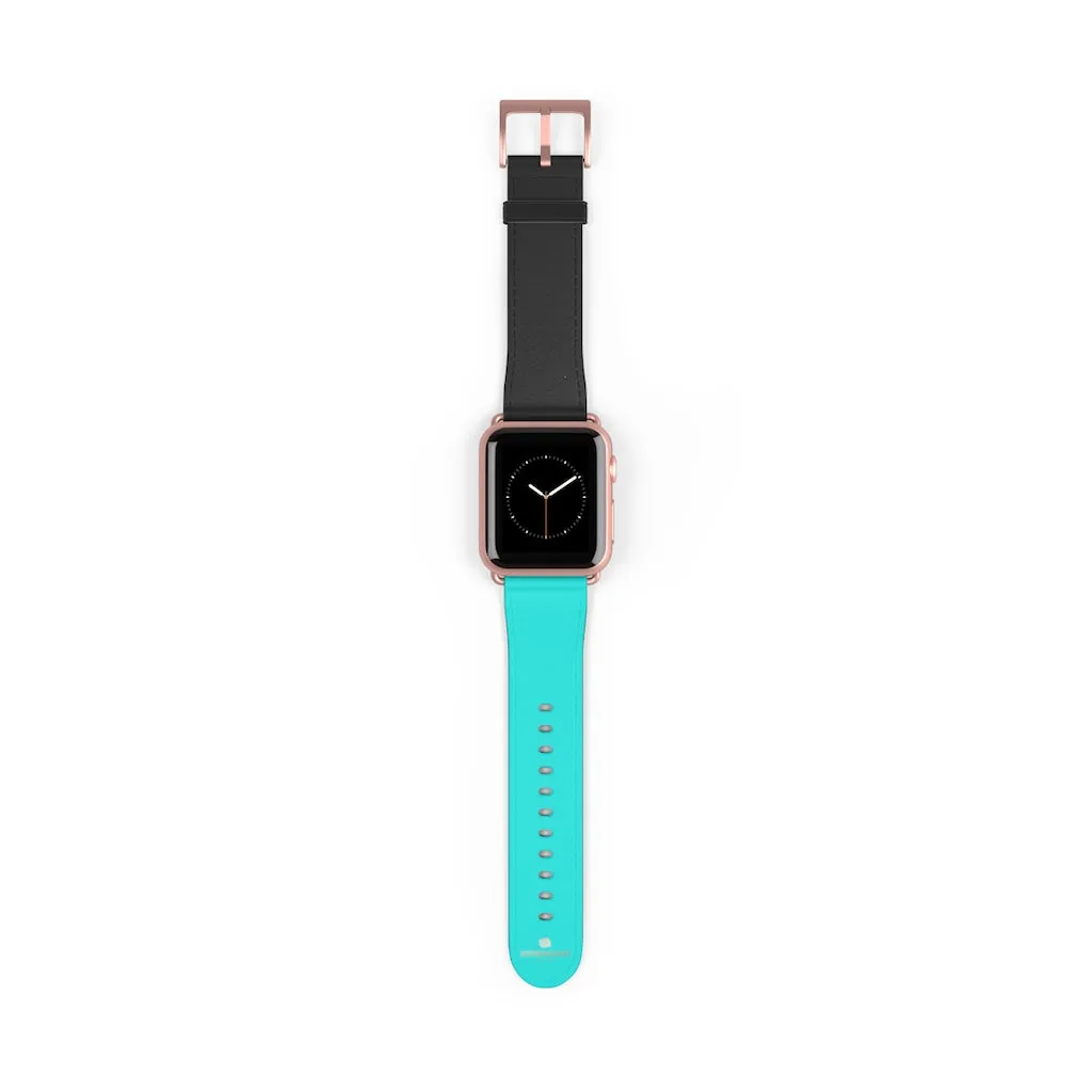 Turquoise Blue Black Watch Band, Dual Color 38mm/42mm Watch Band For Apple Watches- Made in USA