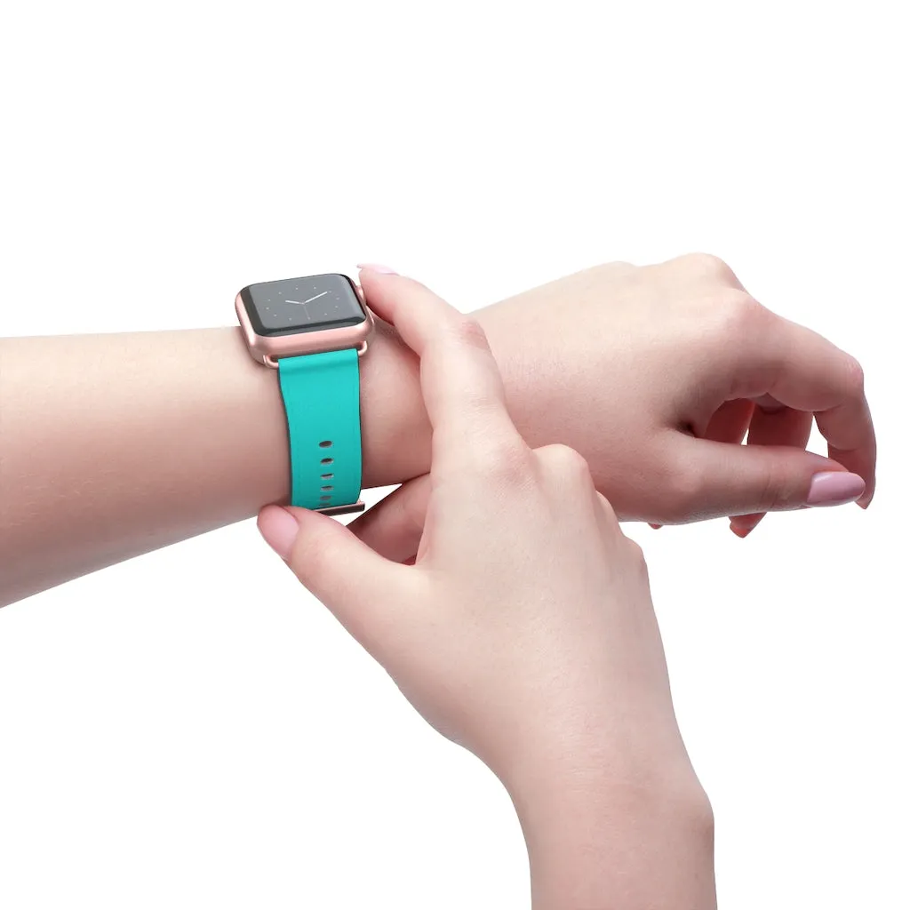Turquoise Blue Black Watch Band, Dual Color 38mm/42mm Watch Band For Apple Watches- Made in USA