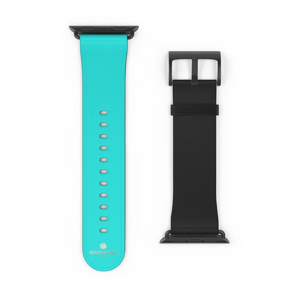 Turquoise Blue Black Watch Band, Dual Color 38mm/42mm Watch Band For Apple Watches- Made in USA