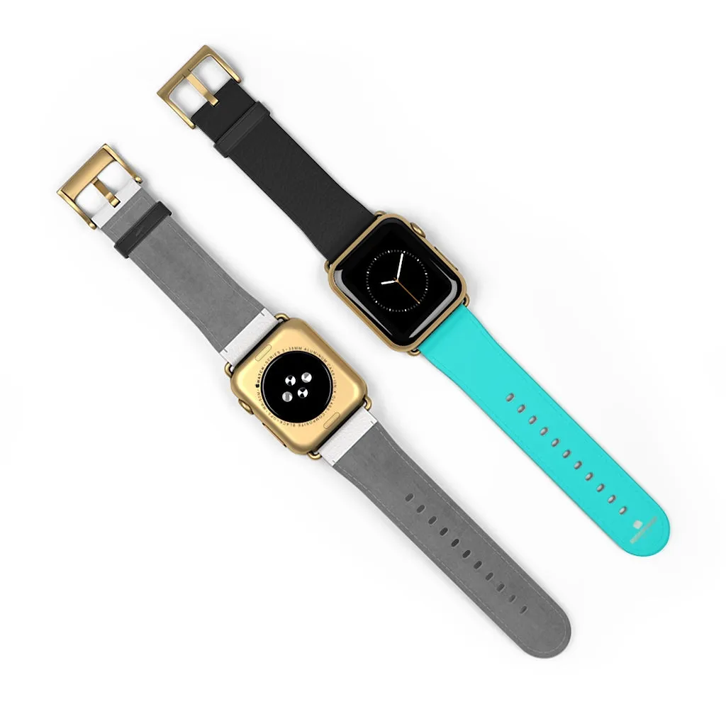 Turquoise Blue Black Watch Band, Dual Color 38mm/42mm Watch Band For Apple Watches- Made in USA