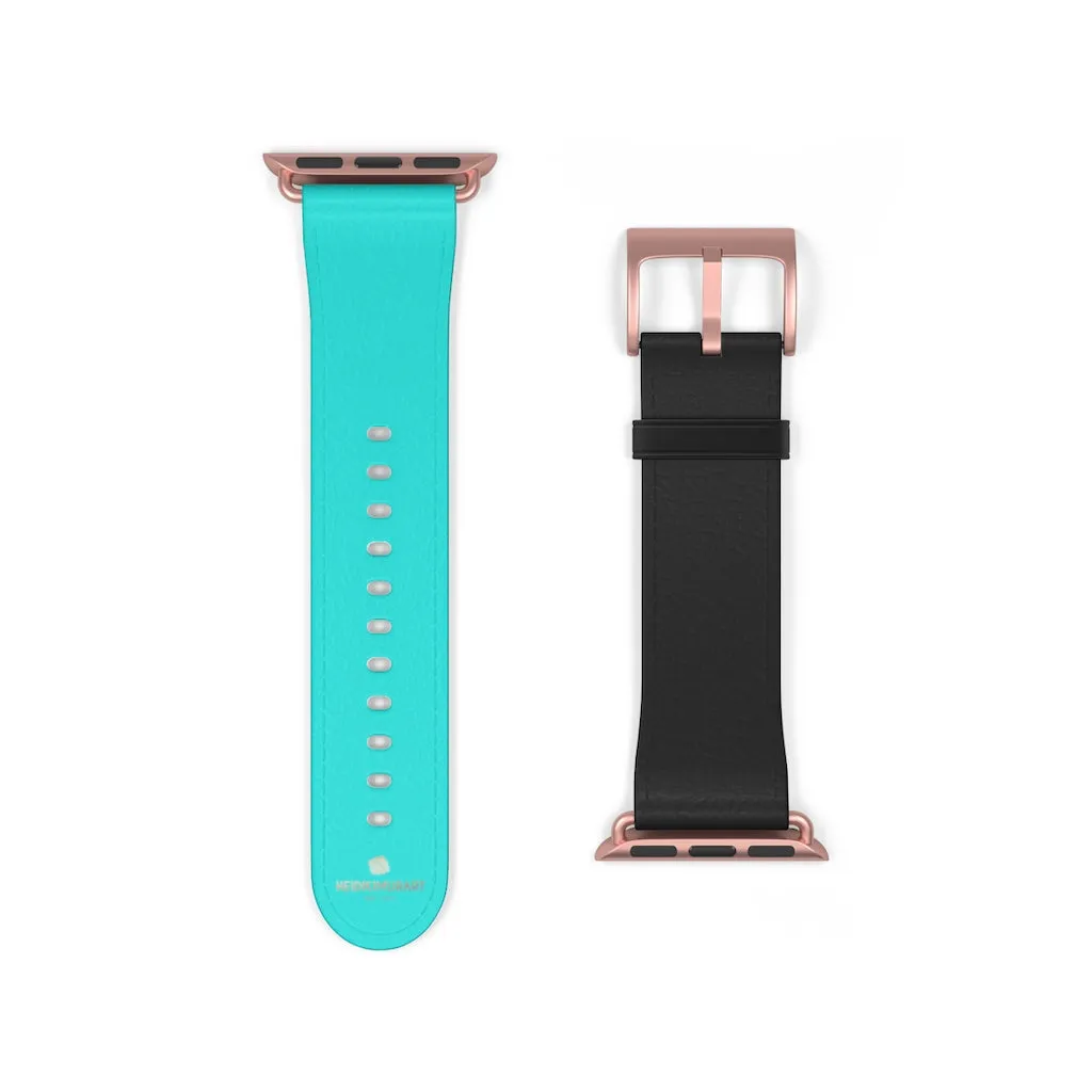 Turquoise Blue Black Watch Band, Dual Color 38mm/42mm Watch Band For Apple Watches- Made in USA