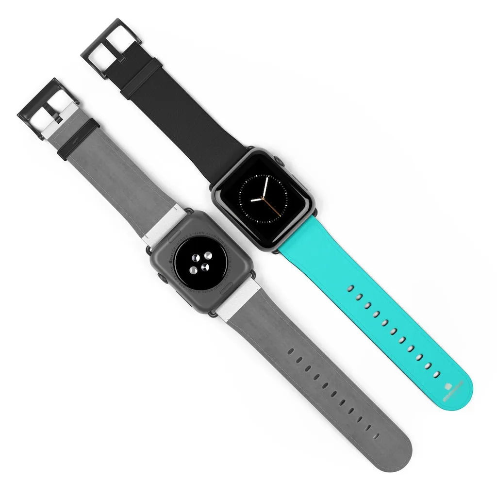 Turquoise Blue Black Watch Band, Dual Color 38mm/42mm Watch Band For Apple Watches- Made in USA