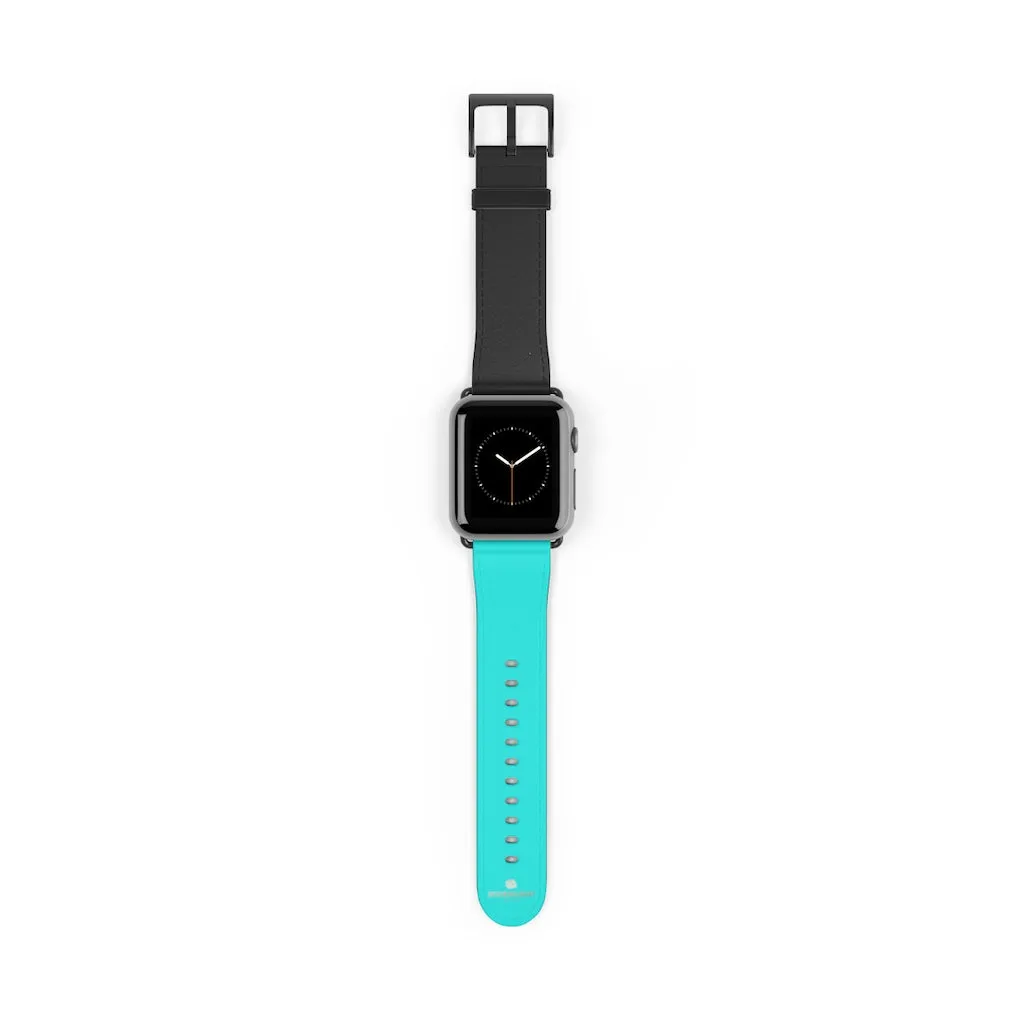Turquoise Blue Black Watch Band, Dual Color 38mm/42mm Watch Band For Apple Watches- Made in USA