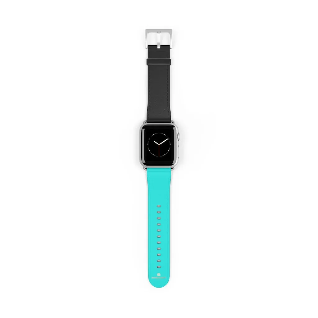 Turquoise Blue Black Watch Band, Dual Color 38mm/42mm Watch Band For Apple Watches- Made in USA