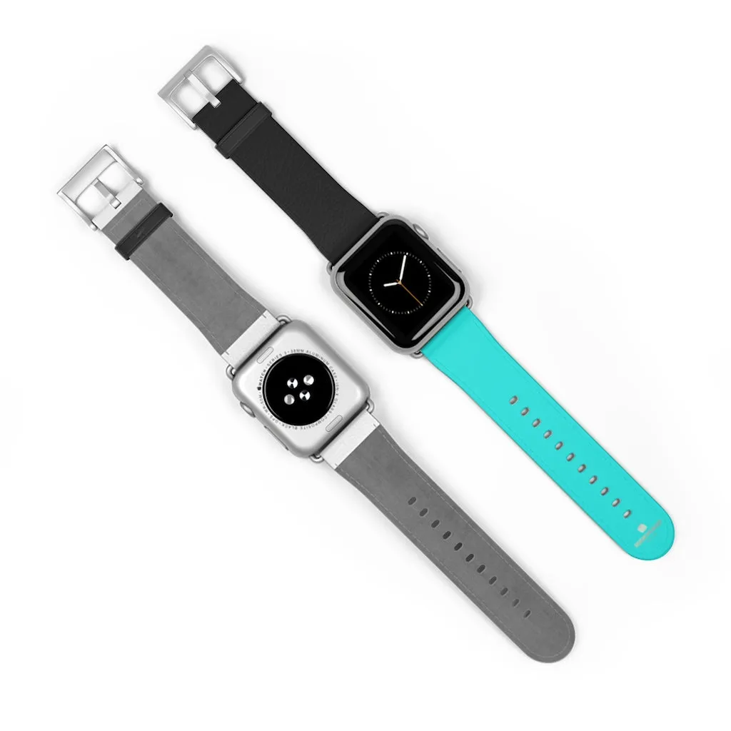Turquoise Blue Black Watch Band, Dual Color 38mm/42mm Watch Band For Apple Watches- Made in USA