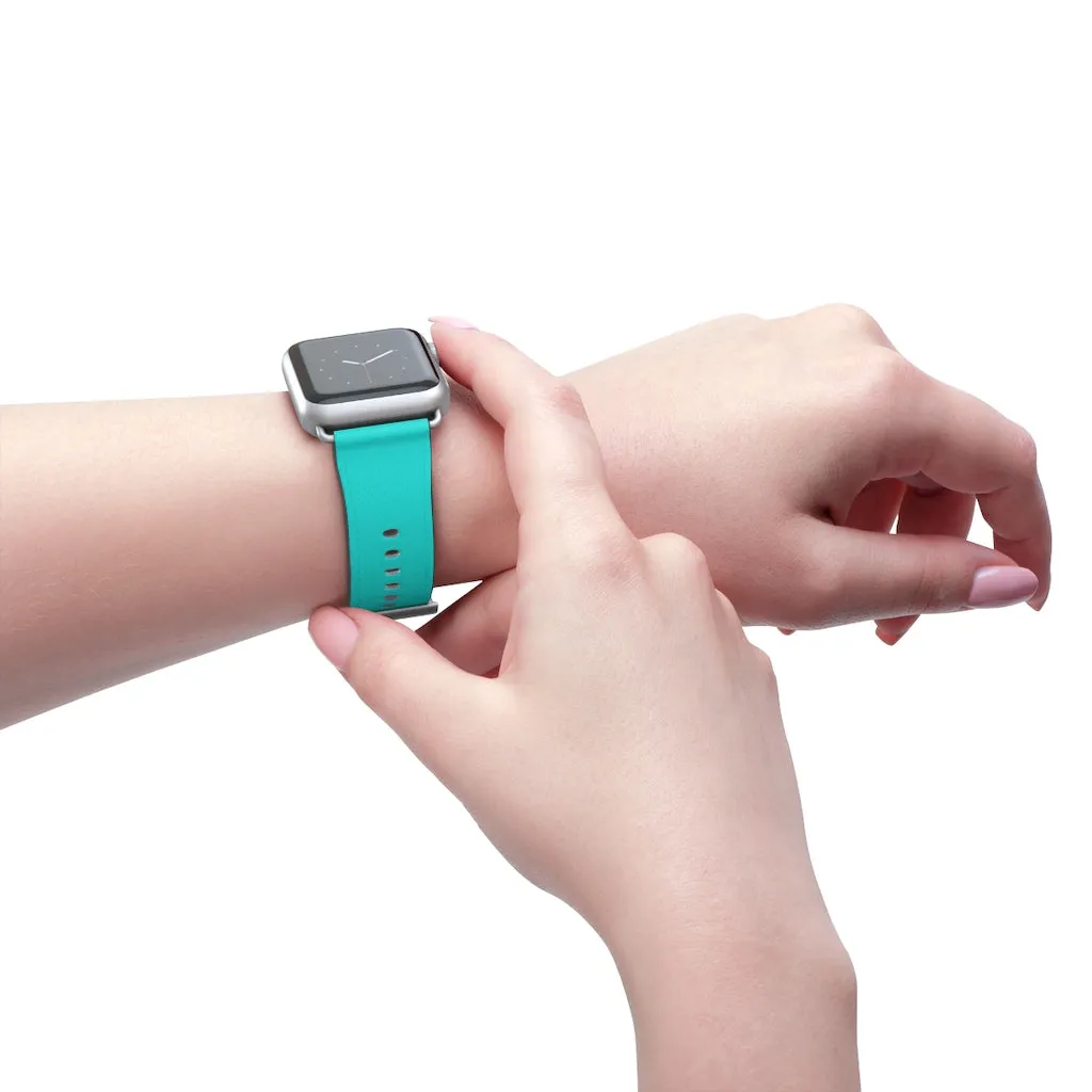 Turquoise Blue Black Watch Band, Dual Color 38mm/42mm Watch Band For Apple Watches- Made in USA