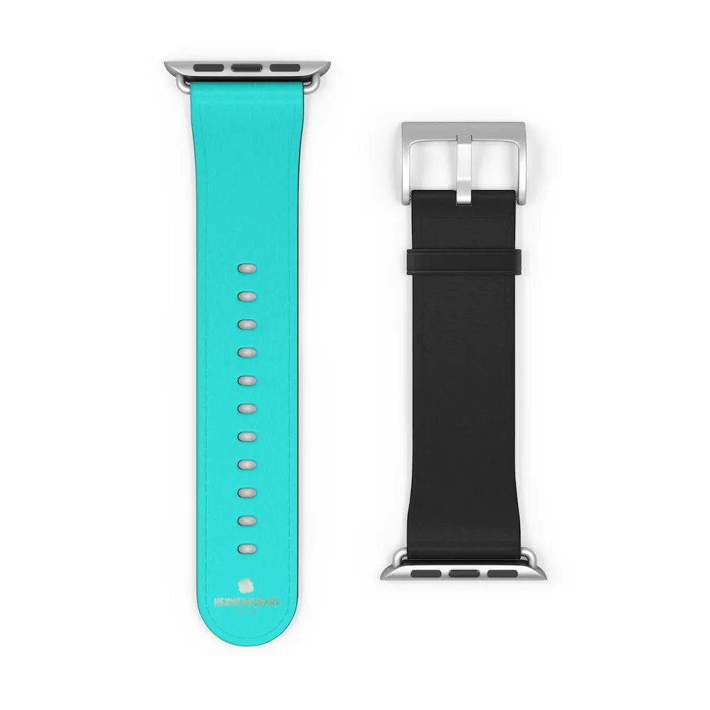 Turquoise Blue Black Watch Band, Dual Color 38mm/42mm Watch Band For Apple Watches- Made in USA
