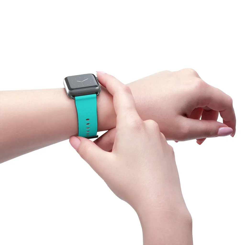 Turquoise Blue Black Watch Band, Dual Color 38mm/42mm Watch Band For Apple Watches- Made in USA