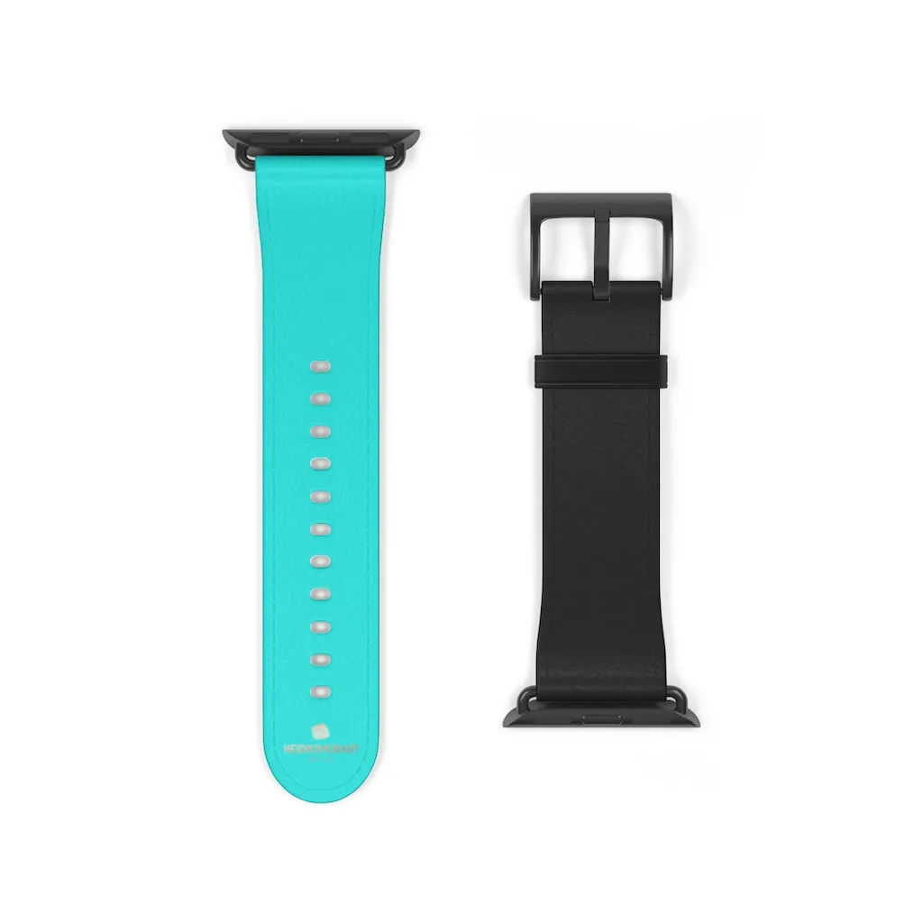 Turquoise Blue Black Watch Band, Dual Color 38mm/42mm Watch Band For Apple Watches- Made in USA