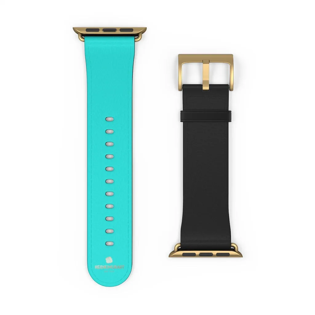 Turquoise Blue Black Watch Band, Dual Color 38mm/42mm Watch Band For Apple Watches- Made in USA