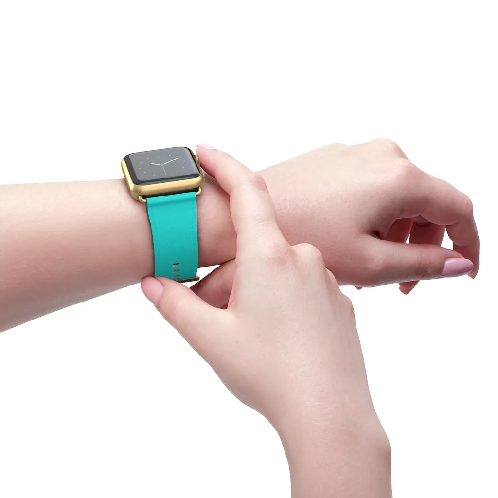 Turquoise Blue Black Watch Band, Dual Color 38mm/42mm Watch Band For Apple Watches- Made in USA