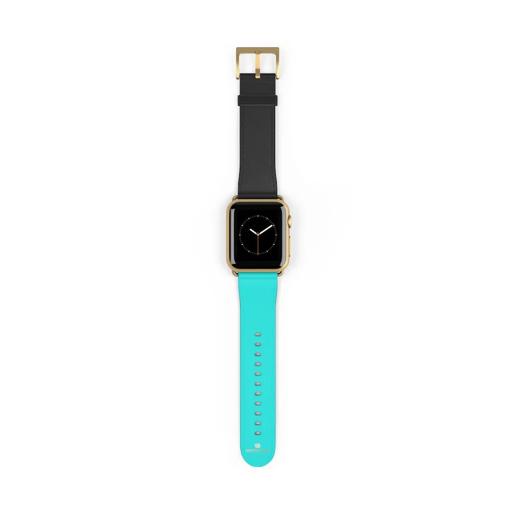 Turquoise Blue Black Watch Band, Dual Color 38mm/42mm Watch Band For Apple Watches- Made in USA