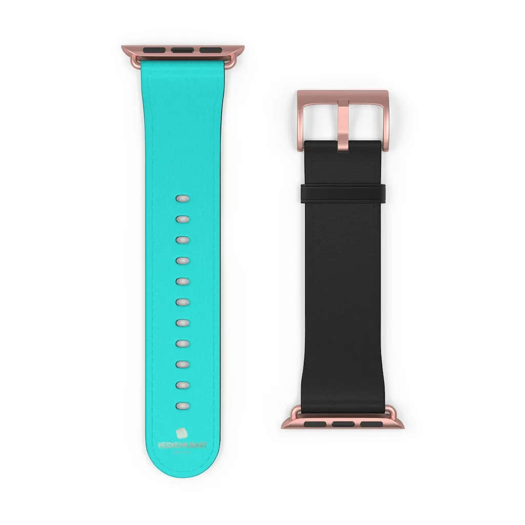 Turquoise Blue Black Watch Band, Dual Color 38mm/42mm Watch Band For Apple Watches- Made in USA