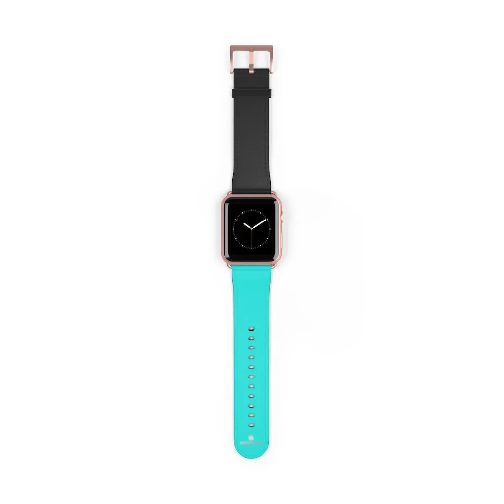 Turquoise Blue Black Watch Band, Dual Color 38mm/42mm Watch Band For Apple Watches- Made in USA