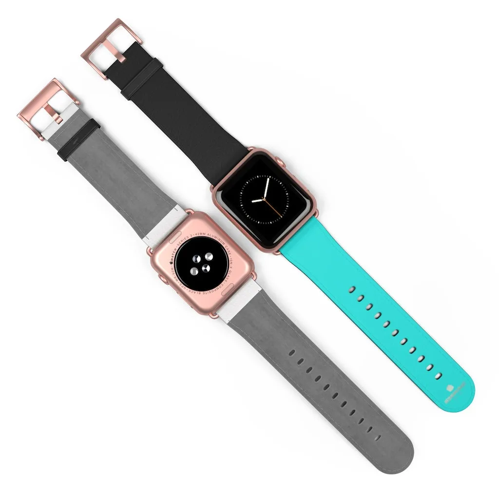 Turquoise Blue Black Watch Band, Dual Color 38mm/42mm Watch Band For Apple Watches- Made in USA