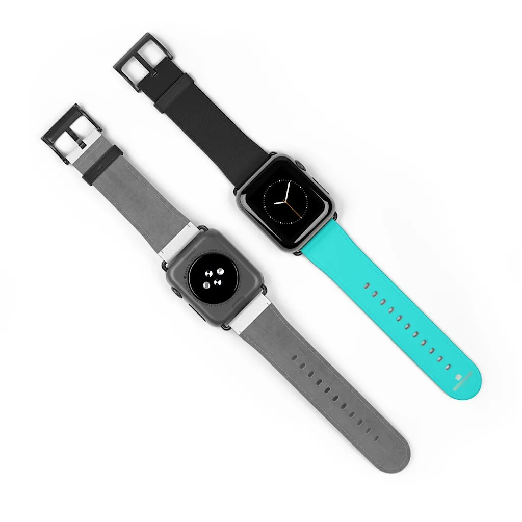Turquoise Blue Black Watch Band, Dual Color 38mm/42mm Watch Band For Apple Watches- Made in USA