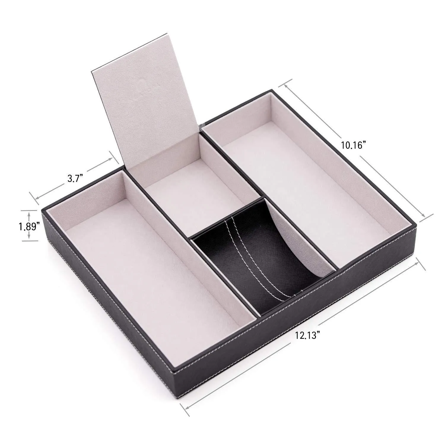 U NEATOPA Faux Leather Valet Tray for Men and Women, Catchall Nightstand Dresser Organizer with 4 Compartments for Home and Office