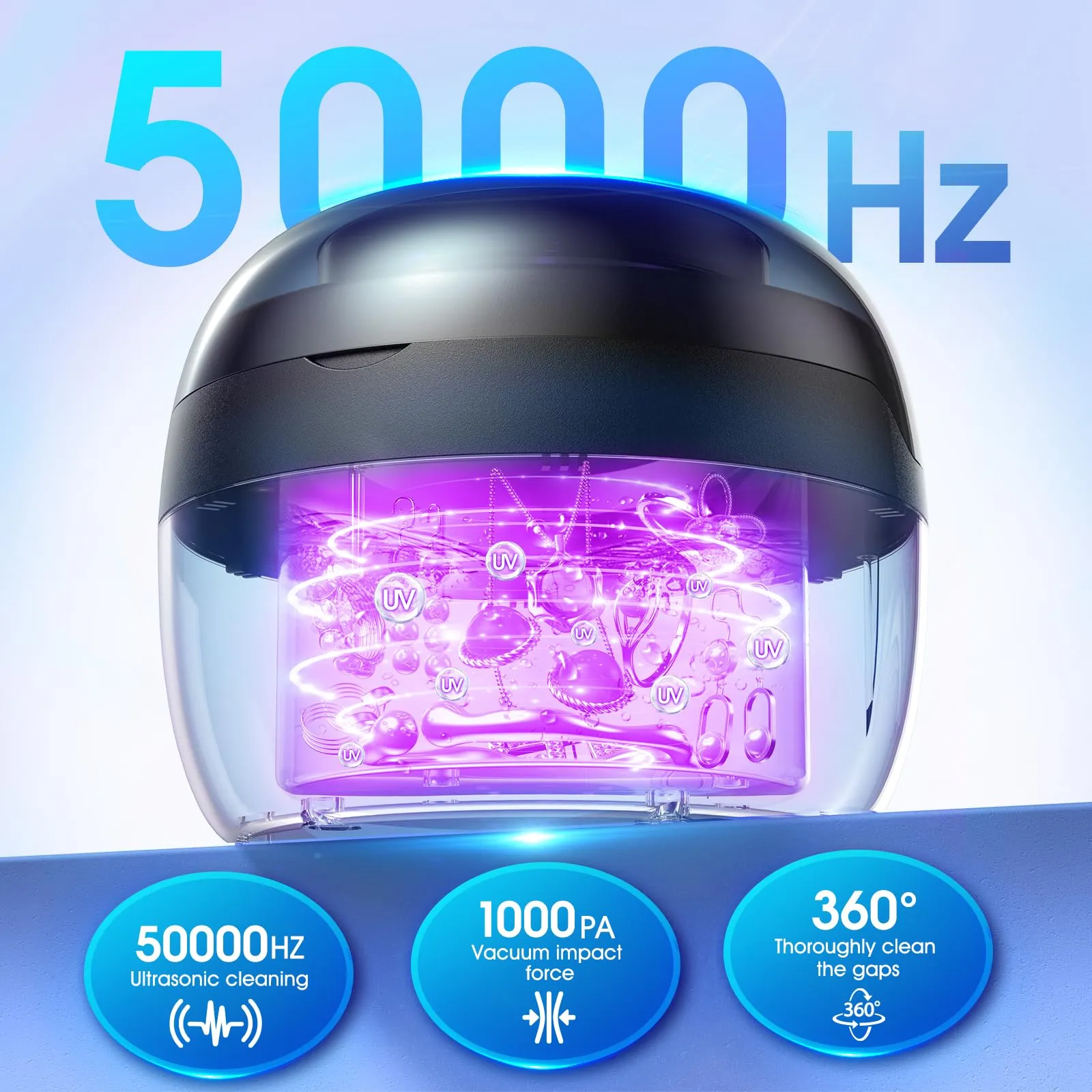 Ultrasonic Retainer Cleaner, 250ML Retainer Cleaner Machine for Dentures, Mouth Guards, Braces, Toothbrush Heads, Jewelry, 50kHz ultrasonic Cleaner with 4 Modes for All Dental Appliances (Black Gre)