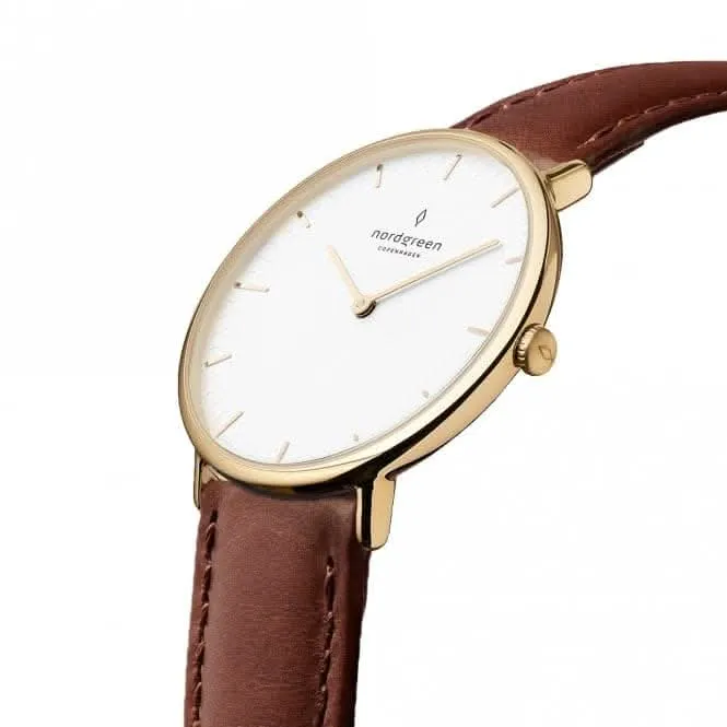 Unisex Native Leather Gold 36mm Watch NR36GOLEBRXX