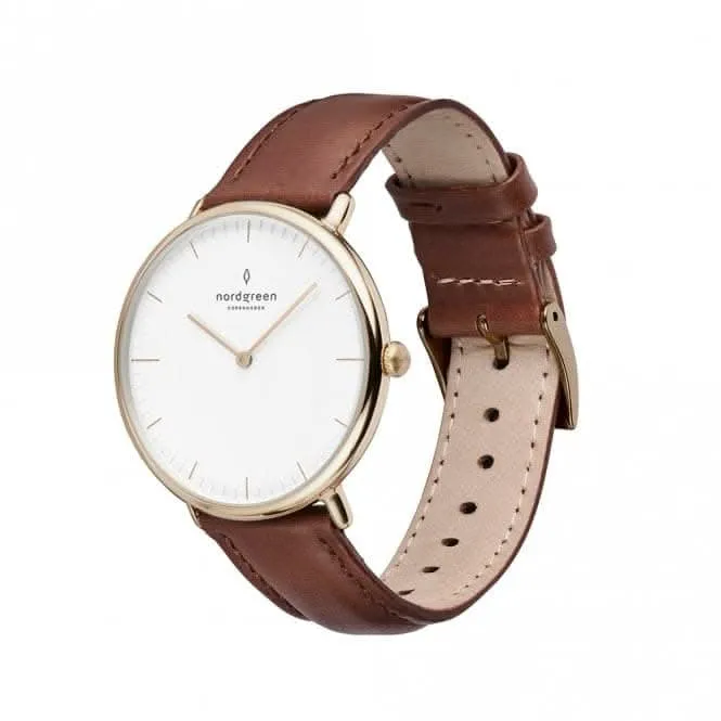 Unisex Native Leather Gold 36mm Watch NR36GOLEBRXX