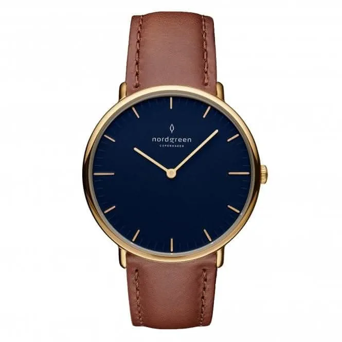 Unisex Native Leather Gold 40mm Watch NR40GOLEBRNA